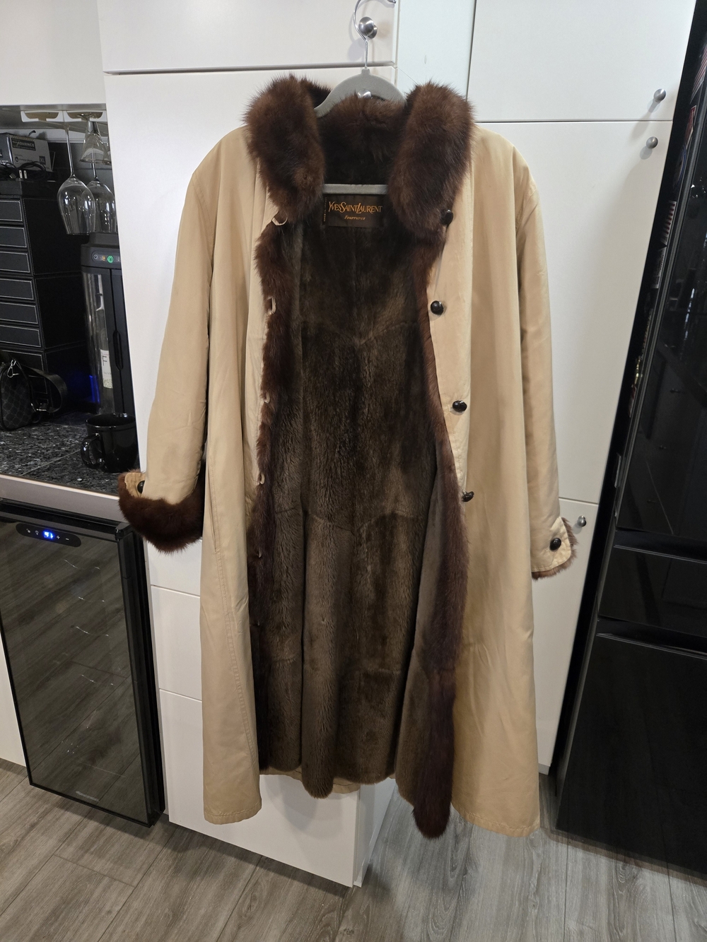 Vintage Yves Saint Laurent Fourrures Fur-Lined Trench Coat